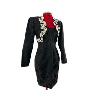 ! Vintage JM Jessica McClintock Gunne Sax 7/8 black strapless Jacket Dress set